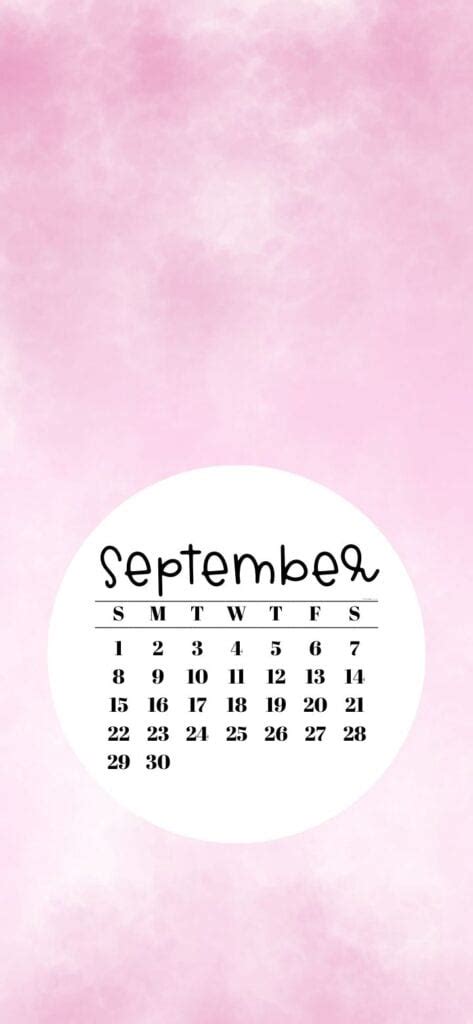 September 2024 Calendar Phone Wallpaper - Belva Cathryn