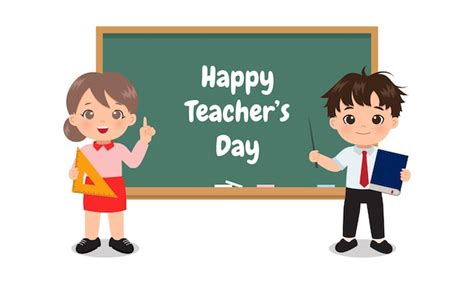 Premium Vector Female And Male Teaching Clipart Happy Teachers Day