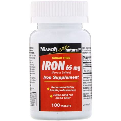 Mason Natural Iron Sugar Free Mg Tablets