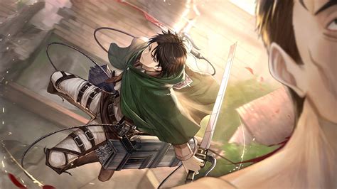 Download Levi Aesthetic Slaying A Titan Wallpaper