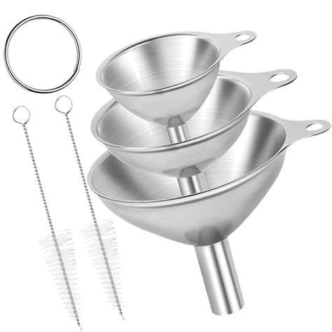 pcs funnel set stainless steel funnels  handles  kitchen