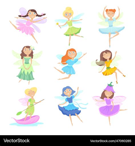 Cartoon Fairies Set Royalty Free Vector Image Vectorstock