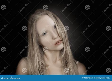 Mysterious Conceptual Art Portrait Of A Young Blonde Girl Stock Image