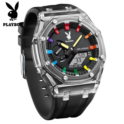 Playboy Watch For Men Original Brand Water Proof Silicone Strap Led