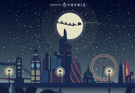 London Christmas Skyline Vector Download