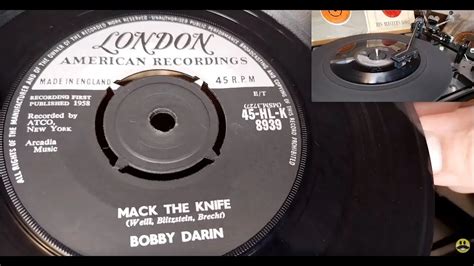 Mack The Knife Bobby Darin 45rpm 1958 London Vinyl SIngle Dual