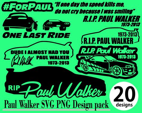 Paul Walker Svg Png 20 Design Pack Dominic Toretto Brian O Conner Jdm