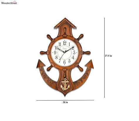 Buy Anchor Wall Clock Light Brown At Off Online Wooden Street