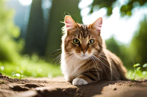 Um Gato Deitado No Ch O Ao Sol Foto Premium