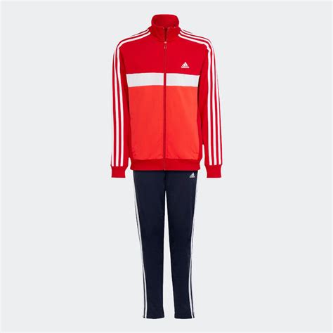 Kids Sports Colourblock Tracksuit Red Adidas Decathlon