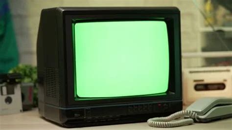 80s 90s Retro CRT TV With Green Screen