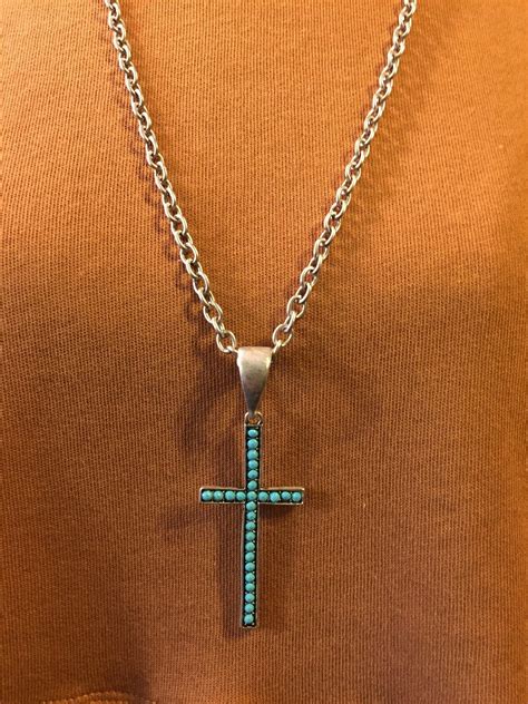 Turquoise 25 Long Cross Pendent Necklace