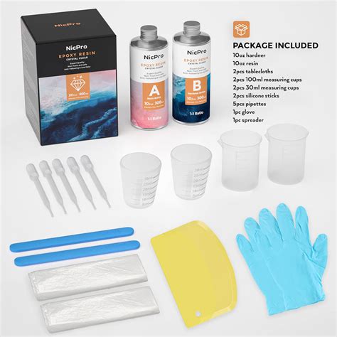 Nicpro Crystal Clear Epoxy Resin Kit Ml Ounce Starter Art Resin