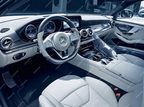 Premium Photo | A white car with a silver interior and a white interior