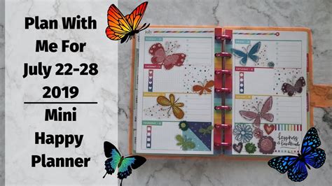 Plan With Me For July 22 28 2019 Mini Happy Planner Youtube