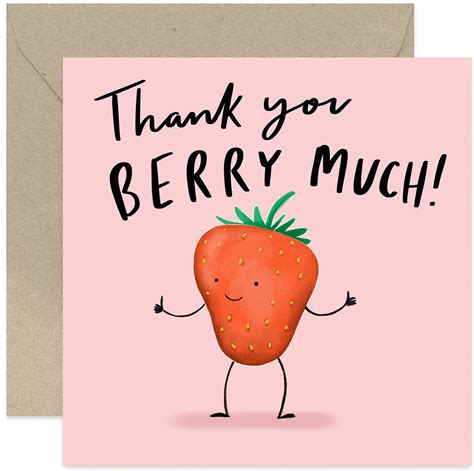 Thank You Berry Much Card Thanks Card Thank You Greeting Card Card For