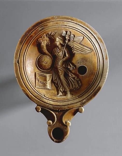 Fictile Oil Lamp With Relief Depicting Goddess Fortuna