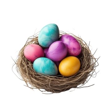 Happy Easter Day Eggs In Nest Top View Adorable Beautiful Beauty Png