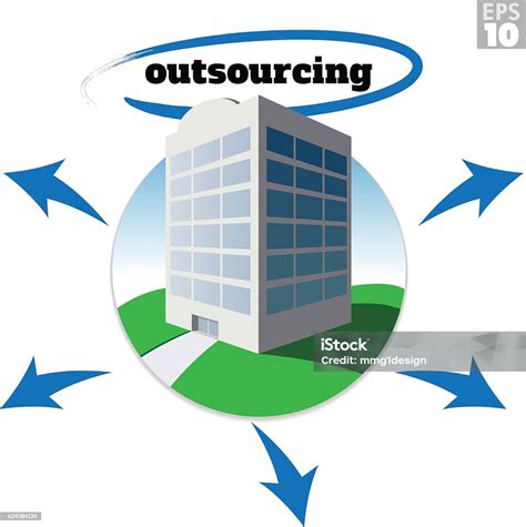 Membangun Dengan Panah Outsourcing Yang Menggambarkan Pertumbuhan Atau