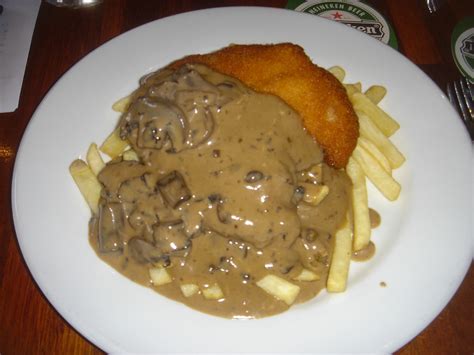 Chicken Schnitzel With Chips And Mushroom Sauce Style Hi Club