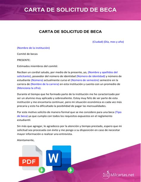 Carta De Solicitud De Beca