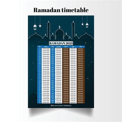 Ramadan 2023 Editable Schedule Or Calendar Template 21514286 Vector Art