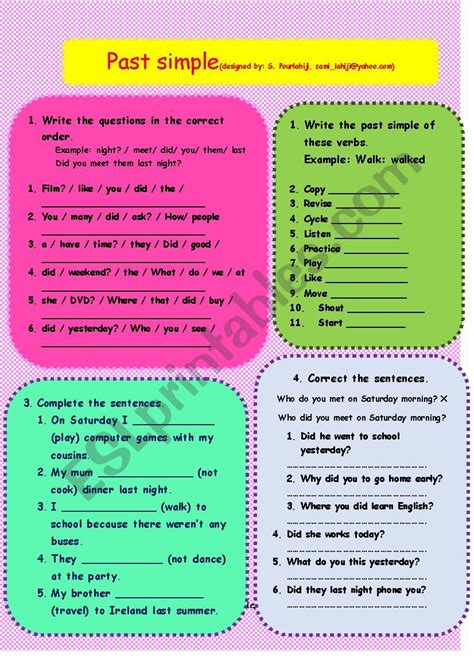 Past Simple Esl Worksheet By Samiehteach