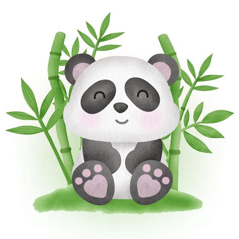 Pandas With Bamboo Drawring