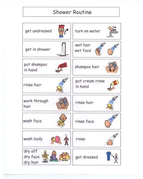 Visual Supports Shower Routine Visual Schedule Autism Task Analysis