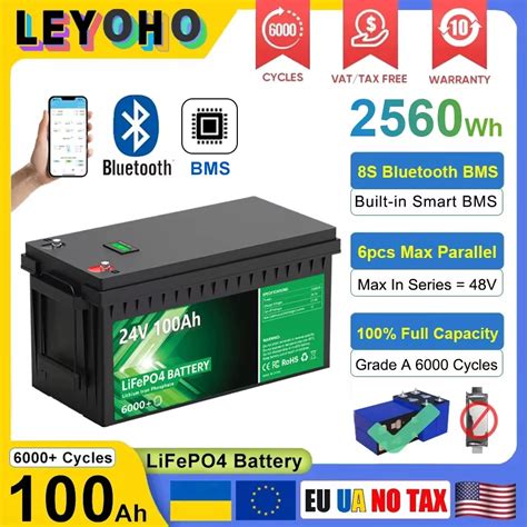 Lifepo4 12v 24v 100ah 200ah Bluetooth BMS 6000 Zyklen Klasse Eine 105ah