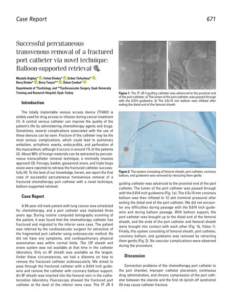 (PDF) Successful percutaneous transvenous removal of a fractured port catheter via novel ...