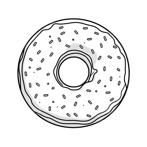 Black And White Donut Drawing With Sprinkles On A White Background