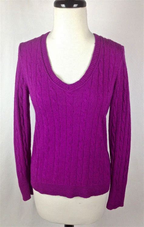 Ann Taylor Loft Sweater Womens Purple Angora Wool Long Sleeve S