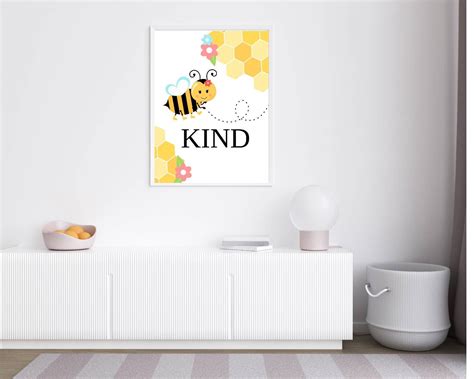 Be Kind Print Bee Decore For Home Printable Wall Art Bumble Bee