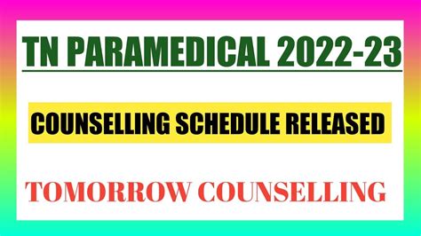 TN PARAMEDICAL 2022 23 COUNSELLING SCHEDULE EXPLAINED YouTube