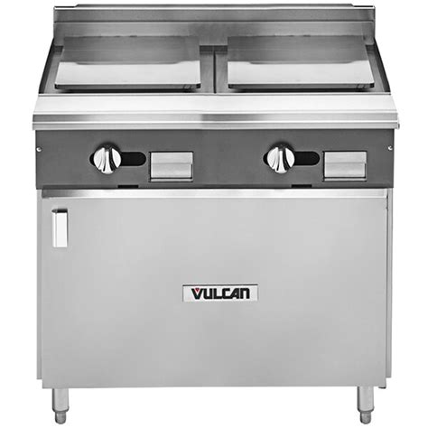 Vulcan V2p36b Nat V Series Natural Gas 36 Heavy Duty Range With 2 Plancha Tops And Cabinet Base