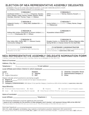 Fillable Online Nea Ra Delegate Nomination Form Fax Email Print Pdffiller