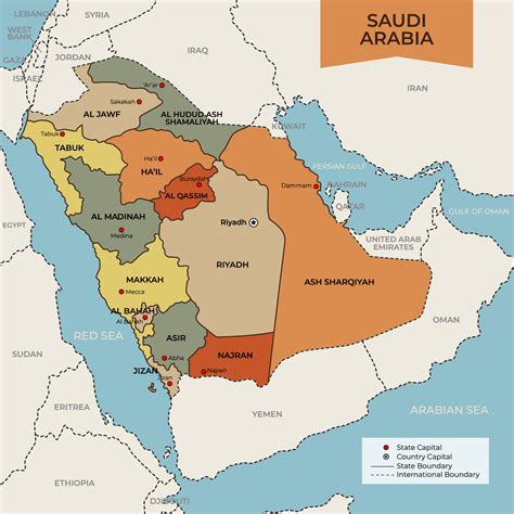 Map of Saudi Arabia 22084610 Vector Art at Vecteezy