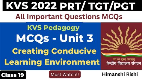 KVS Pedagogy L Most Important MCQs L Creating Conducive Environment L