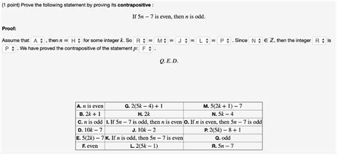 Solved 1 Point Prove The Following Statement By Proving