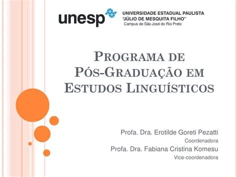 Ppt Programa De P S Gradua O Em Estudos Lingu Sticos Powerpoint