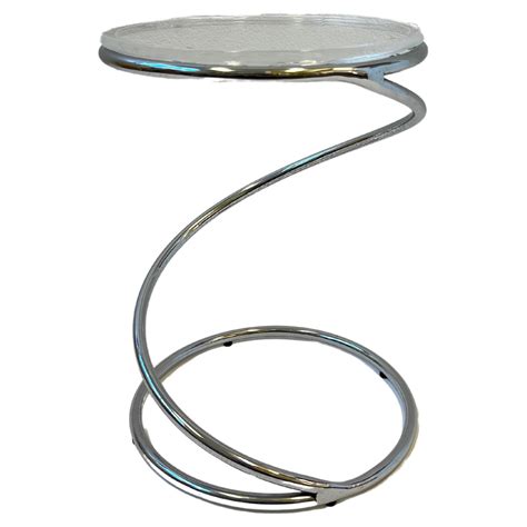 Polished Chrome And Lucite Spiral Occasional Table By Leon Rosen For