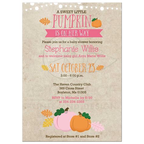 Little Pumpkin Baby Shower Invitation | Pink and Orange Pumpkin Fall ...