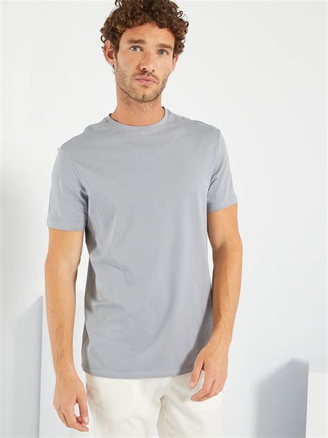 T Shirt Uni En Coton Premium Gris Kiabi 10 00