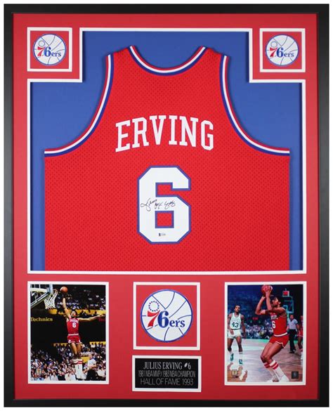 Julius Erving Signed Custom Framed Jersey Display Beckett Pristine