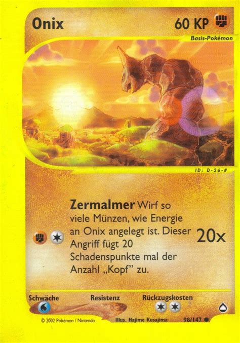 Onix 98 147 Wert Bild Künstler Seltenheit Pokemonkarte de