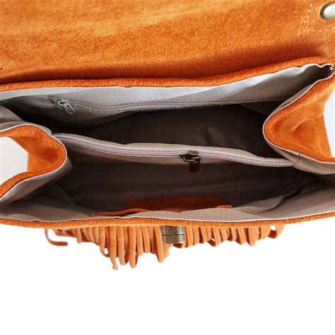 Geanta Nude Cu Franjuri Piele Intoarsa Yara