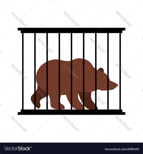 Bear in cage animal in zoo behind bars big beast Vector Image