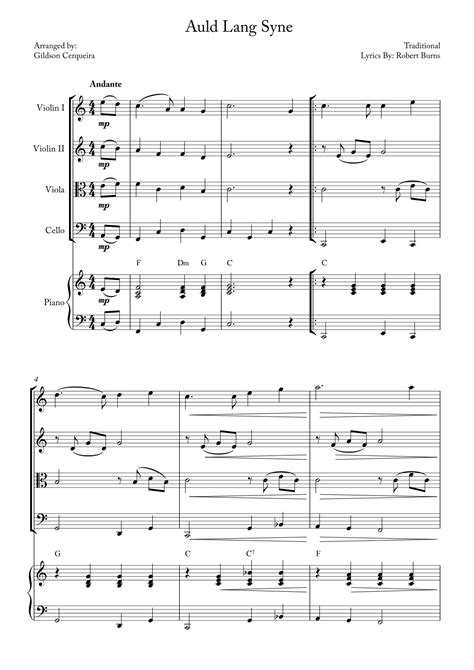 Auld Lang Syne Arr Gildson Cerqueira Sheet Music Traditional