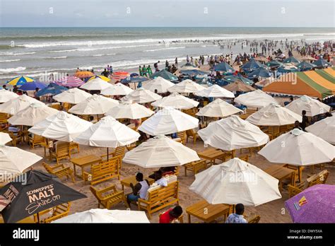 Umbrellas on Labadi beach, Accra, Ghana, Africa Stock Photo - Alamy